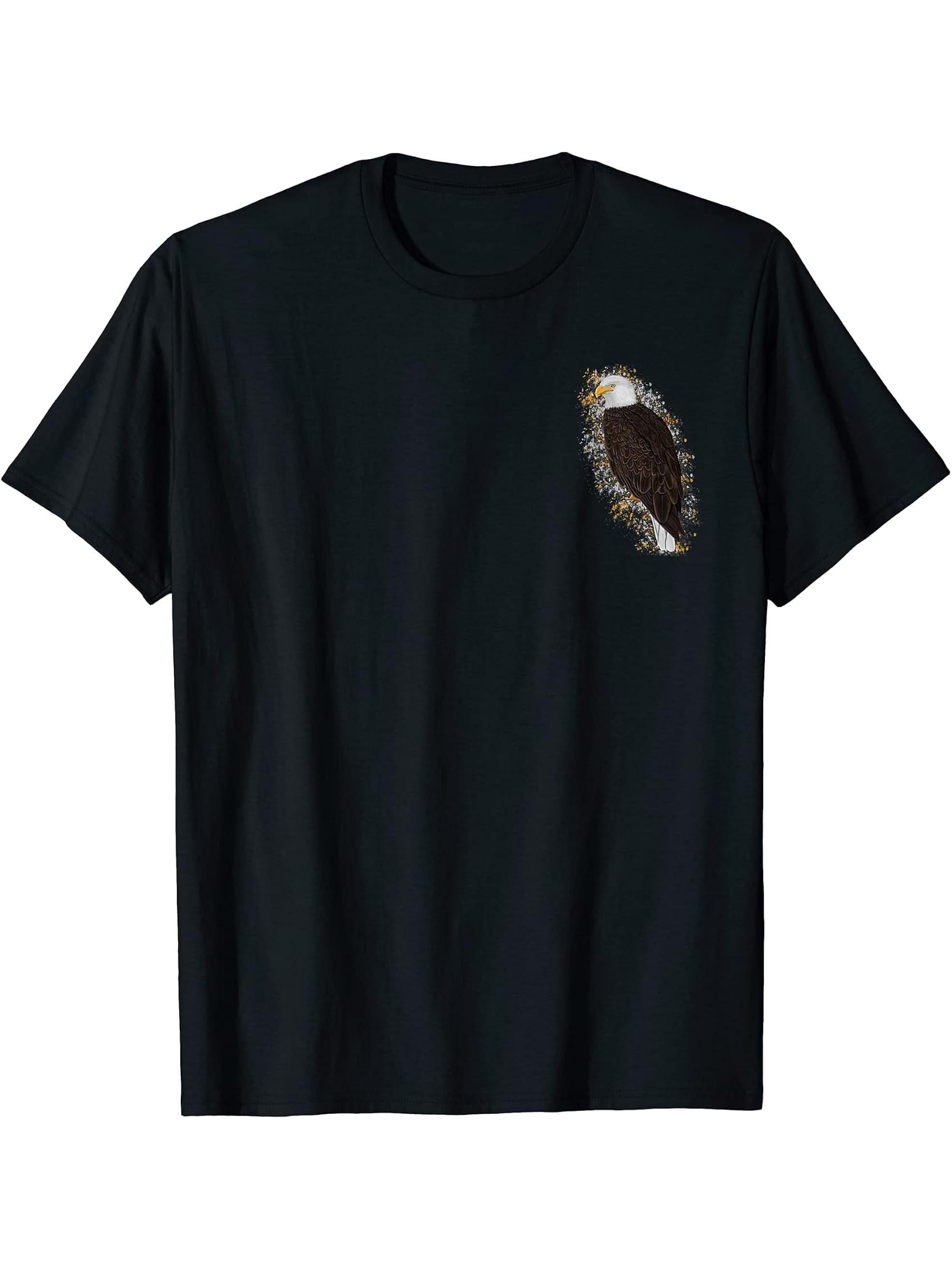 Bald Eagle Bird Birder Birdlover Birdwatcher Biologist T-Shirt 180G 100% Cotton Printed Round Neck Short-Sleeve T-Shirt, Gifts for Men Dad Husband Grandpa, S-XXXL, Black