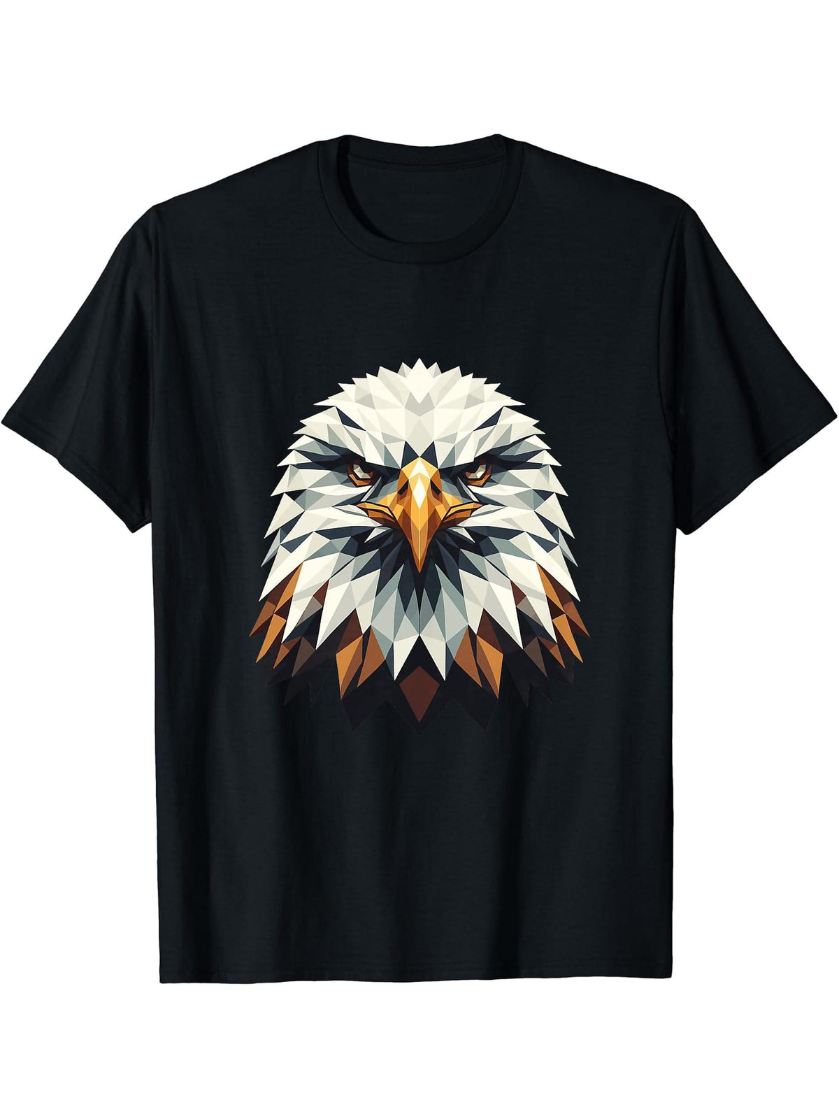 Geometric Art Bald Eagle Bald Eagles T-Shirt 180G 100% Cotton Printed Round Neck Short-Sleeve T-Shirt, Gifts for Men Dad Husband Grandpa, S-XXXL, Black