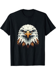 Geometric Art Bald Eagle Bald Eagles T-Shirt 180G 100% Cotton Printed Round Neck Short-Sleeve T-Shirt, Gifts for Men Dad Husband Grandpa, S-XXXL, Black