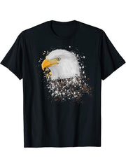 Bald Eagle Bird Birder Birdlover Birdwatcher Animal T-Shirt 180G 100% Cotton Printed Round Neck Short-Sleeve T-Shirt, Gifts for Men Dad Husband Grandpa, S-XXXL, Black