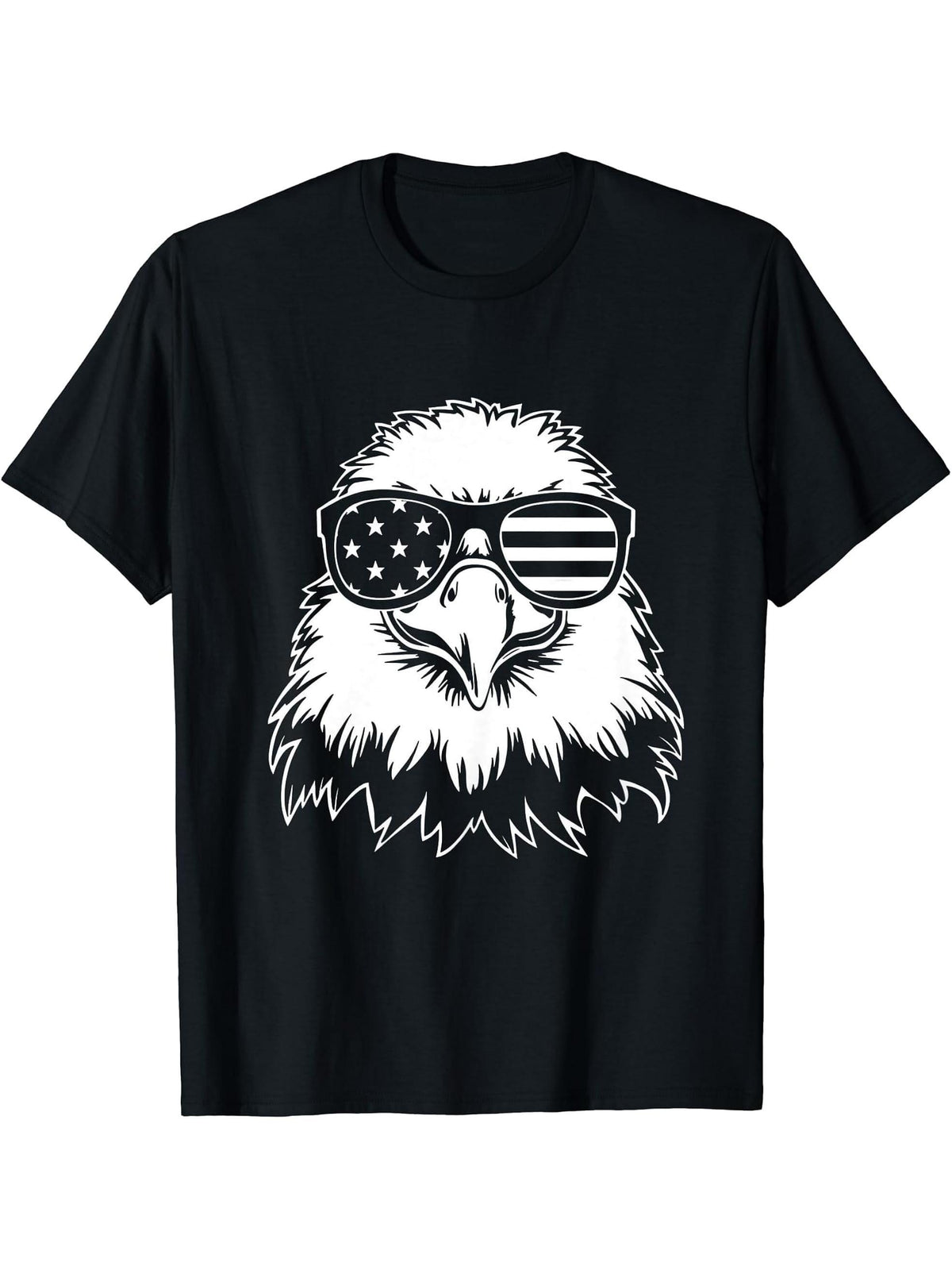bald eagle american flag shirt 4th Of July T-Shirt 180G 100% Cotton Printed Round Neck Short-Sleeve T-Shirt, Gifts for Men Dad Husband Grandpa, S-XXXL, Black