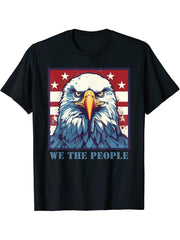 We The People, American Bald Eagle T-Shirt 180G 100% Cotton Printed Round Neck Short-Sleeve T-Shirt, Gifts for Men Dad Husband Grandpa, S-XXXL, Black