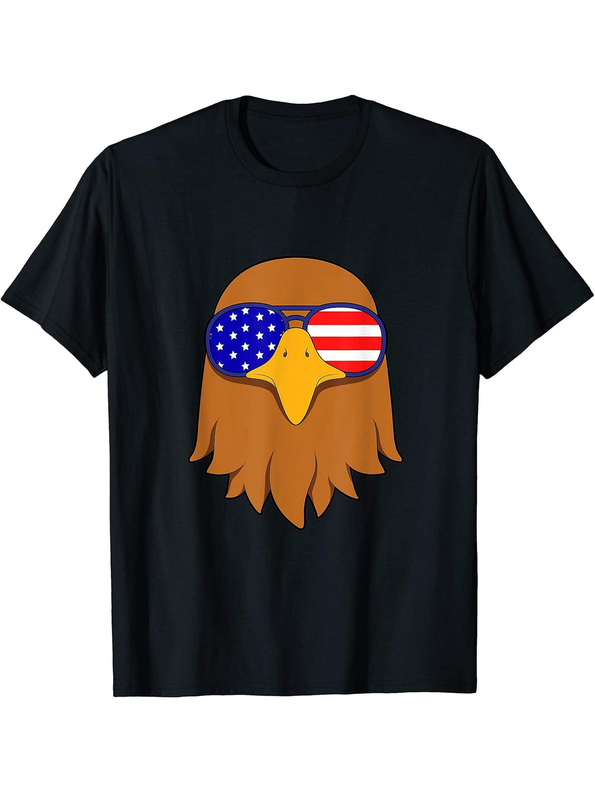 Patriotic Merica Bald Eagle Mullet - of Freedom 4th of July T-Shirt 180G 100% Cotton Printed Round Neck Short-Sleeve T-Shirt, Gifts for Men Dad Husband Grandpa, S-XXXL, Black