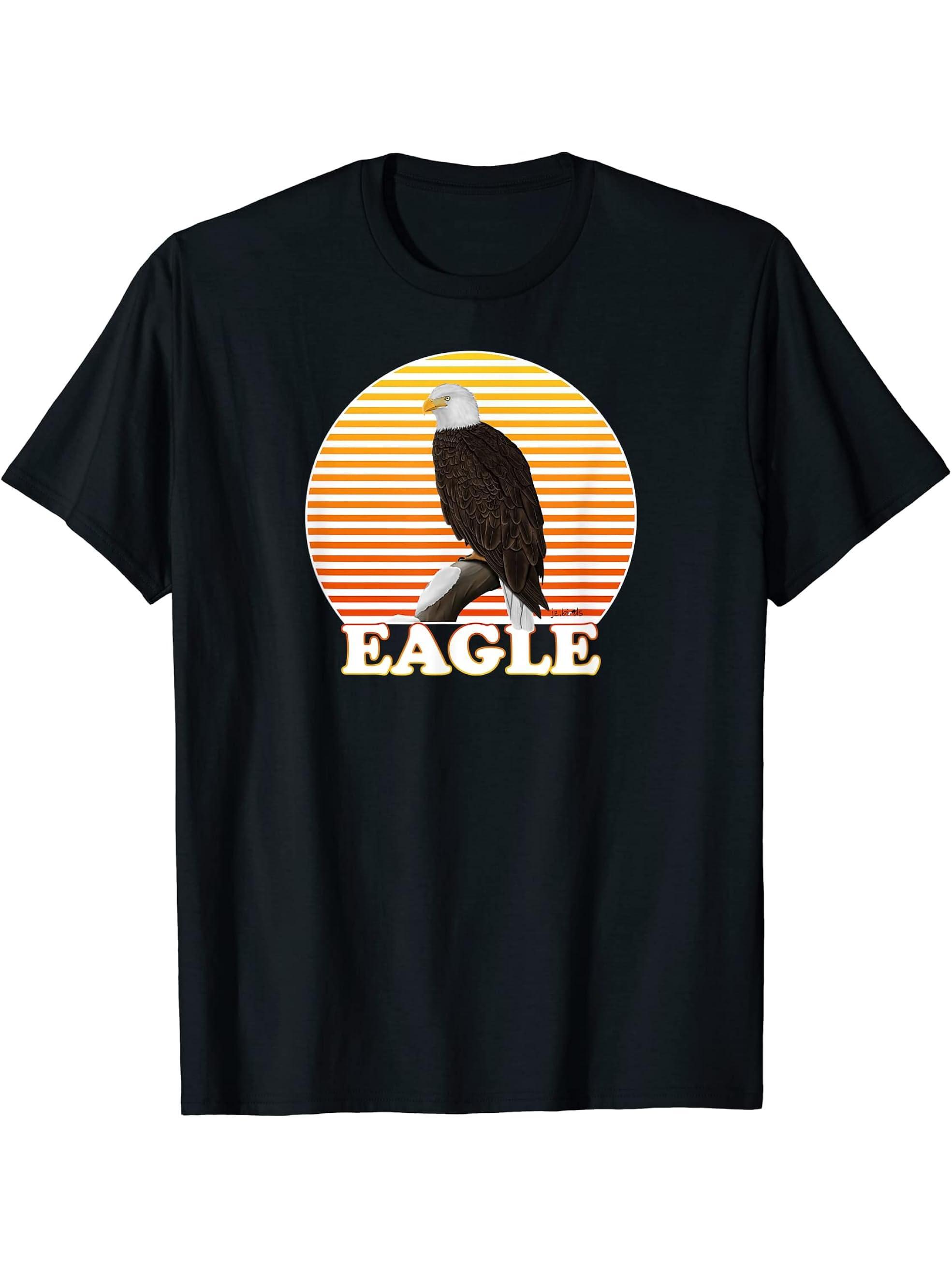 Bald Eagle Bird Birdwatcher Ornithologist Birding Birder T-Shirt 180G 100% Cotton Printed Round Neck Short-Sleeve T-Shirt, Gifts for Men Dad Husband Grandpa, S-XXXL, Black