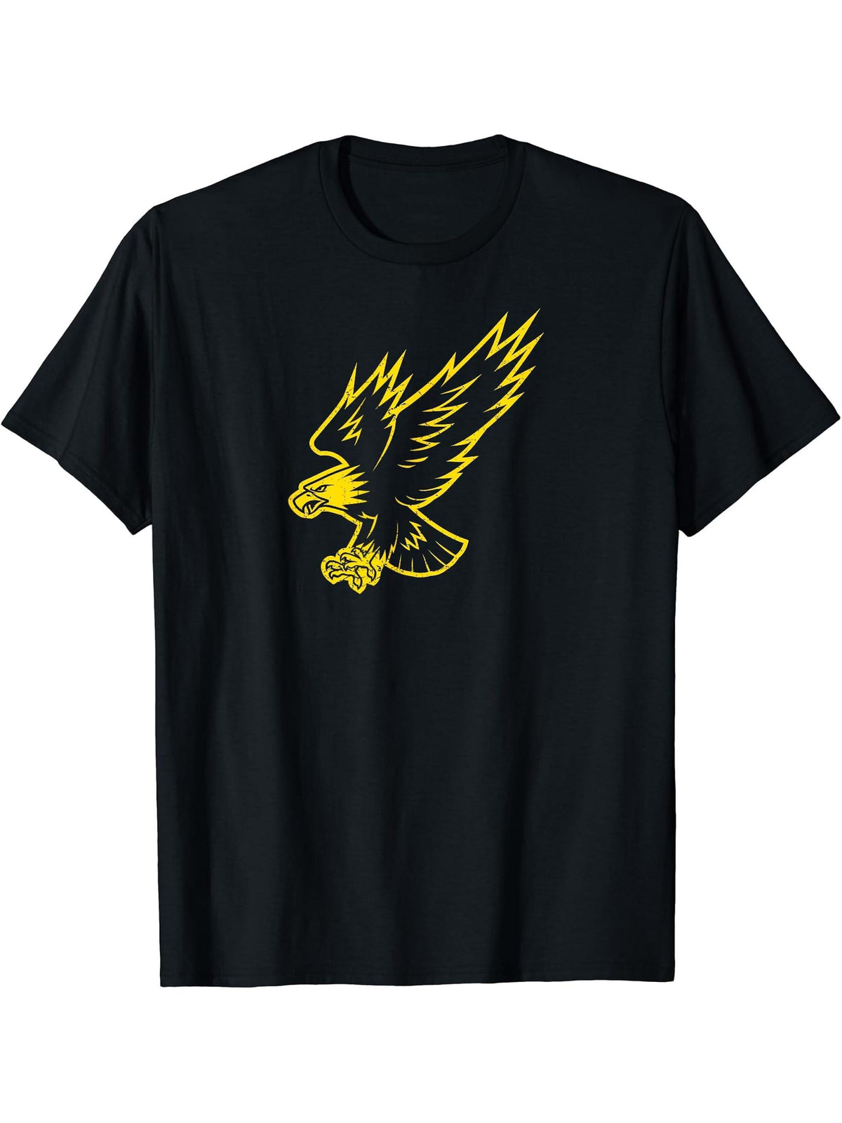 Golden Bald Eagle T-Shirt 180G 100% Cotton Printed Round Neck Short-Sleeve T-Shirt, Gifts for Men Dad Husband Grandpa, S-XXXL, Black