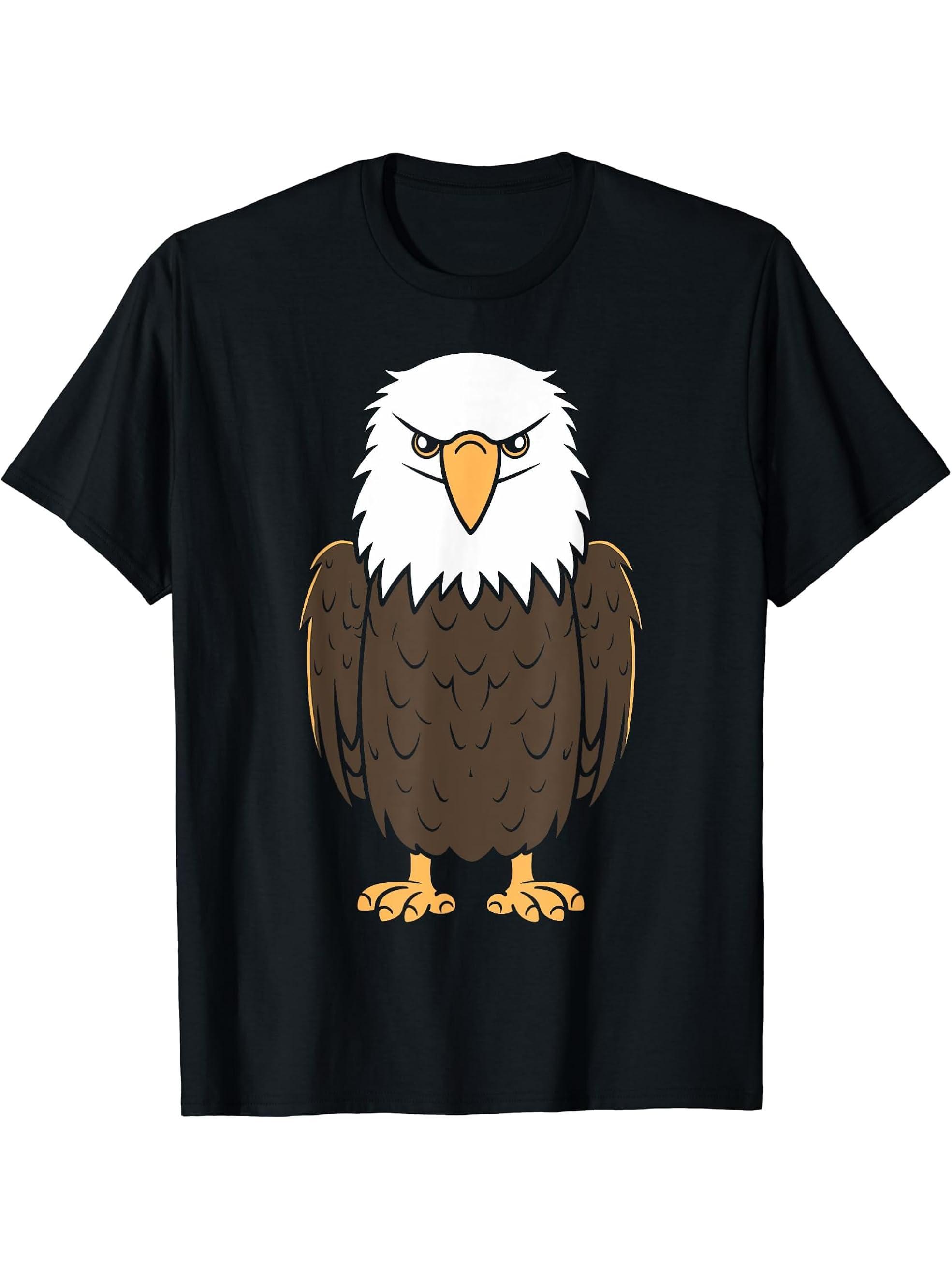 Bird Raptor Simple Bird Eagle Bird Bald Eagle T-Shirt 180G 100% Cotton Printed Round Neck Short-Sleeve T-Shirt, Gifts for Men Dad Husband Grandpa, S-XXXL, Black