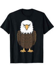 Bird Raptor Simple Bird Eagle Bird Bald Eagle T-Shirt 180G 100% Cotton Printed Round Neck Short-Sleeve T-Shirt, Gifts for Men Dad Husband Grandpa, S-XXXL, Black