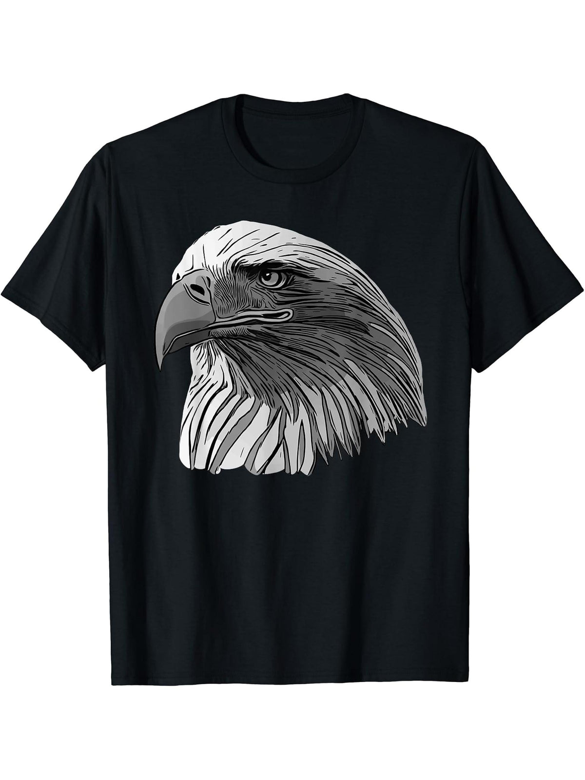 Bald Eagle American National Symbol Animal Patriotic Freedom T-Shirt 180G 100% Cotton Printed Round Neck Short-Sleeve T-Shirt, Gifts for Men Dad Husband Grandpa, S-XXXL, Black