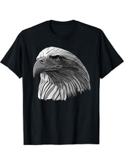 Bald Eagle American National Symbol Animal Patriotic Freedom T-Shirt 180G 100% Cotton Printed Round Neck Short-Sleeve T-Shirt, Gifts for Men Dad Husband Grandpa, S-XXXL, Black