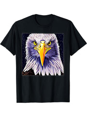 Bald Eagle American National Symbol Animal Patriotic Freedom T-Shirt 180G 100% Cotton Printed Round Neck Short-Sleeve T-Shirt, Gifts for Men Dad Husband Grandpa, S-XXXL, Black
