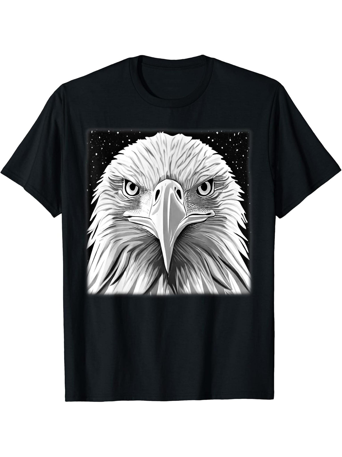 Bald Eagle American National Symbol Animal Patriotic Freedom T-Shirt 180G 100% Cotton Printed Round Neck Short-Sleeve T-Shirt, Gifts for Men Dad Husband Grandpa, S-XXXL, Black