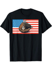 American Baseball Bald Eagles Sports Baseball American Flag T-Shirt 180G 100% Cotton Printed Round Neck Short-Sleeve T-Shirt, Gifts for Men Dad Husband Grandpa, S-XXXL, Black