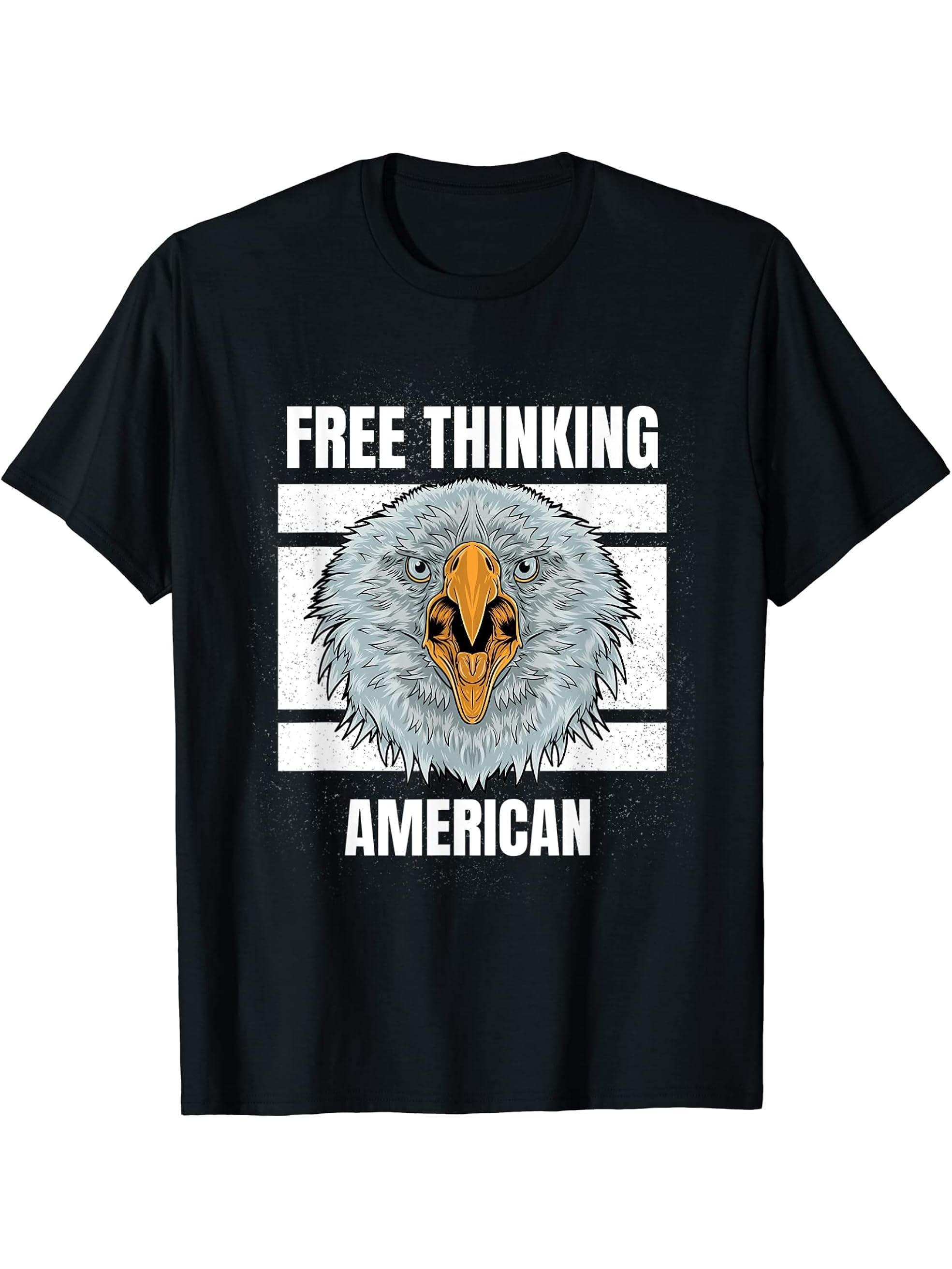 Bald Eagle USA T-Shirt 180G 100% Cotton Printed Round Neck Short-Sleeve T-Shirt, Gifts for Men Dad Husband Grandpa, S-XXXL, Black