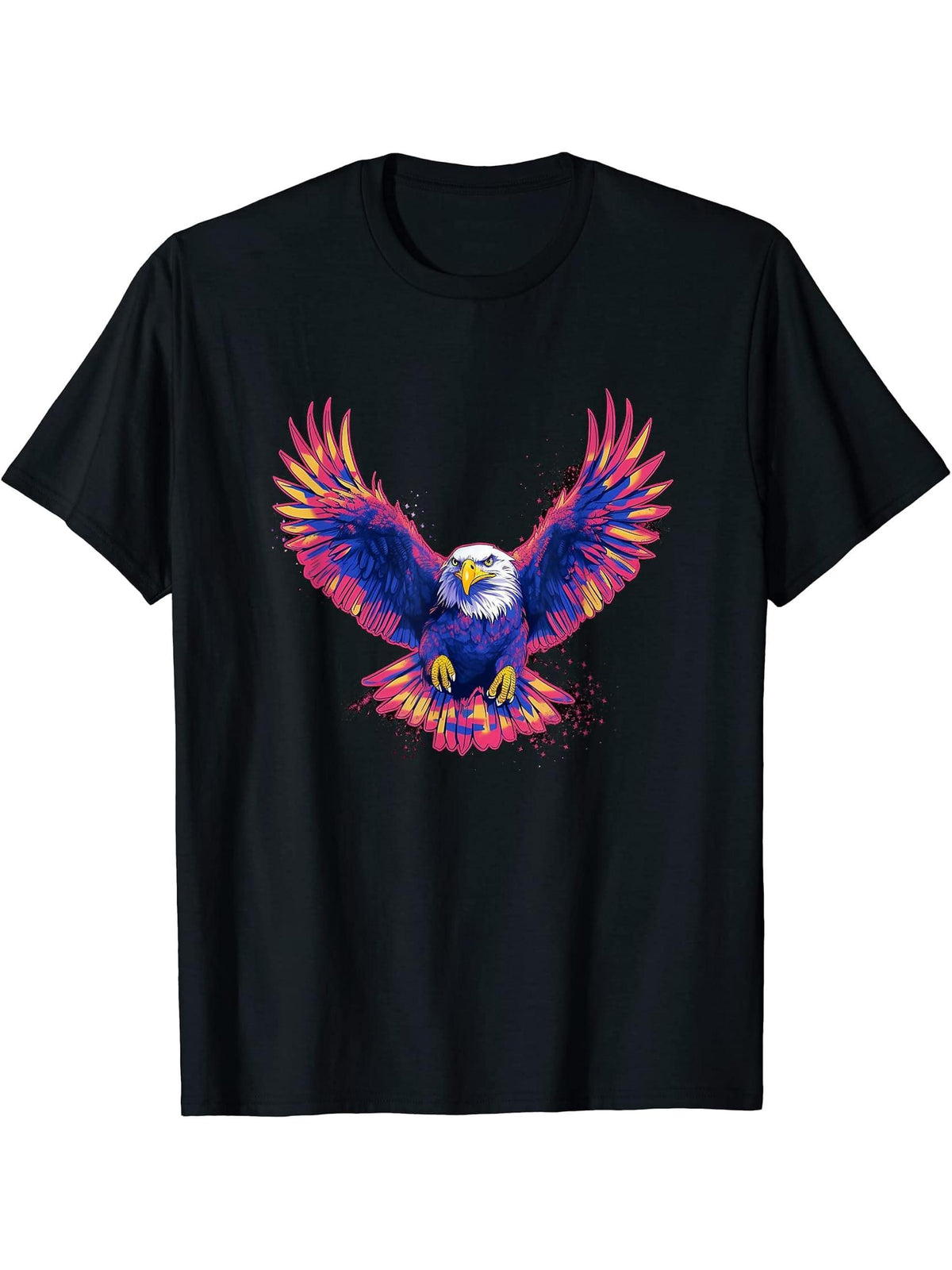 American Bald Eagle Men Women Boy Girl T-Shirt 180G 100% Cotton Printed Round Neck Short-Sleeve T-Shirt, Gifts for Men Dad Husband Grandpa, S-XXXL, Black