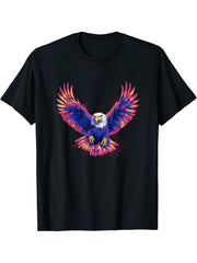 American Bald Eagle Men Women Boy Girl T-Shirt 180G 100% Cotton Printed Round Neck Short-Sleeve T-Shirt, Gifts for Men Dad Husband Grandpa, S-XXXL, Black