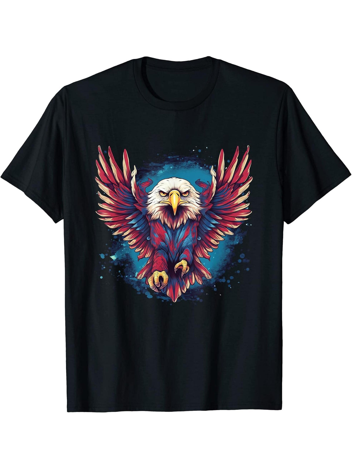 American Bald Eagle Men Women Boy Girl T-Shirt 180G 100% Cotton Printed Round Neck Short-Sleeve T-Shirt, Gifts for Men Dad Husband Grandpa, S-XXXL, Black