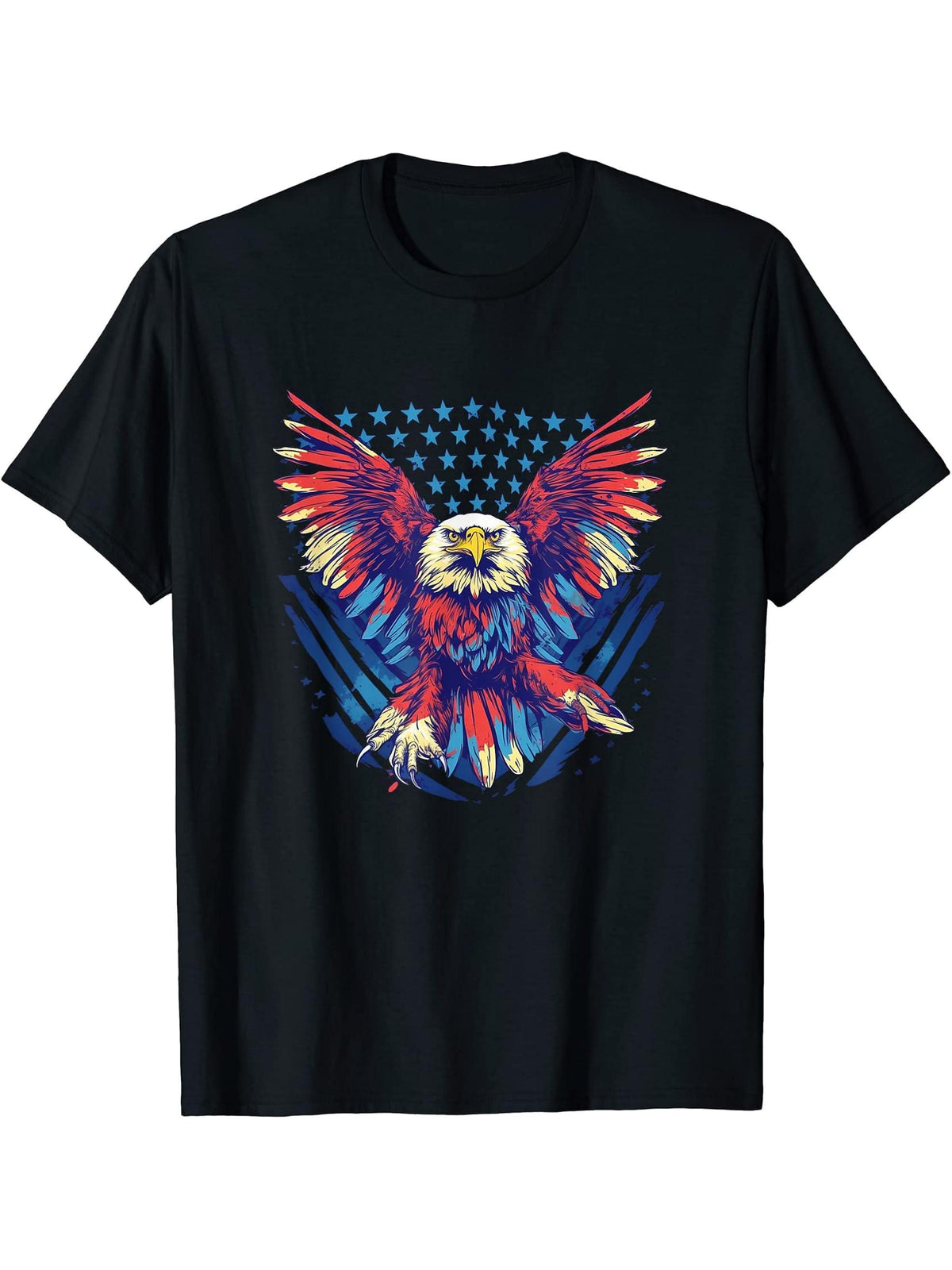American Bald Eagle Men Women Boy Girl T-Shirt 180G 100% Cotton Printed Round Neck Short-Sleeve T-Shirt, Gifts for Men Dad Husband Grandpa, S-XXXL, Black
