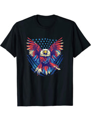 American Bald Eagle Men Women Boy Girl T-Shirt 180G 100% Cotton Printed Round Neck Short-Sleeve T-Shirt, Gifts for Men Dad Husband Grandpa, S-XXXL, Black
