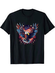 American Bald Eagle Men Women Boy Girl T-Shirt 180G 100% Cotton Printed Round Neck Short-Sleeve T-Shirt, Gifts for Men Dad Husband Grandpa, S-XXXL, Black