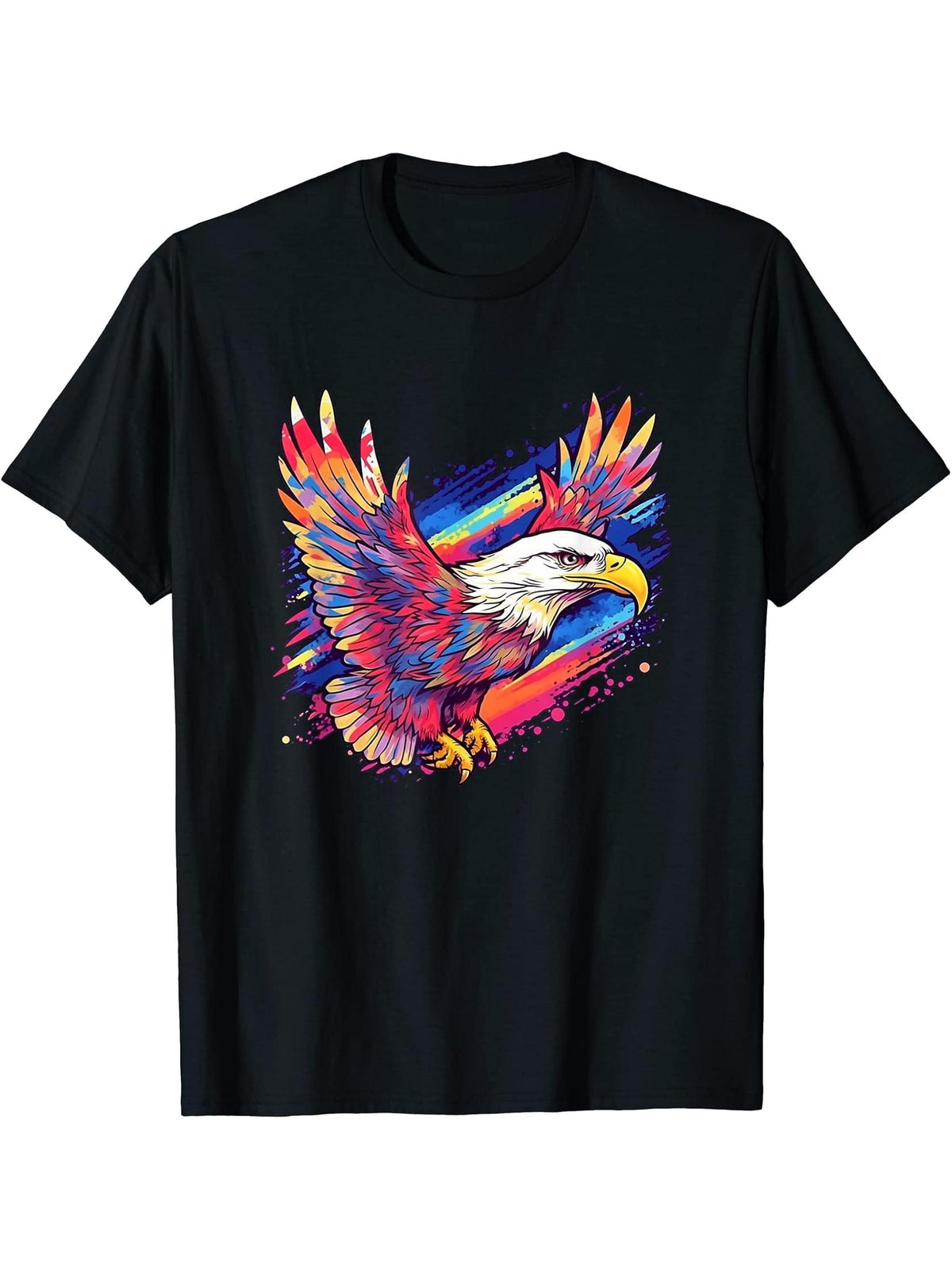 American Bald Eagle Men Women Boy Girl T-Shirt 180G 100% Cotton Printed Round Neck Short-Sleeve T-Shirt, Gifts for Men Dad Husband Grandpa, S-XXXL, Black