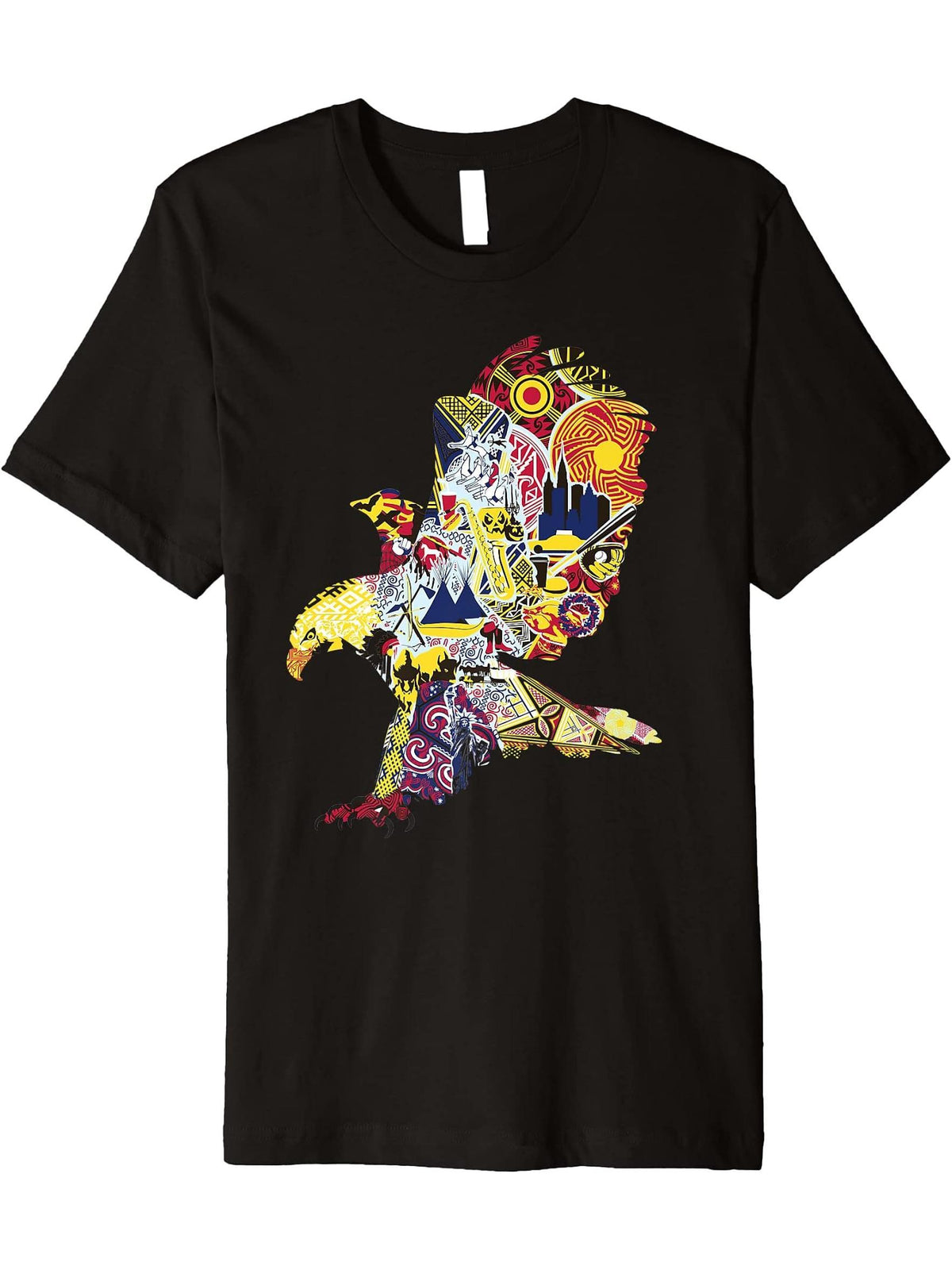 Bald Eagle Shirt American Bald Eagle Gifts T-Shirt color art Premium T-Shirt 180G 100% Cotton Printed Round Neck Short-Sleeve T-Shirt, Gifts for Men Dad Husband Grandpa, S-XXXL, Black