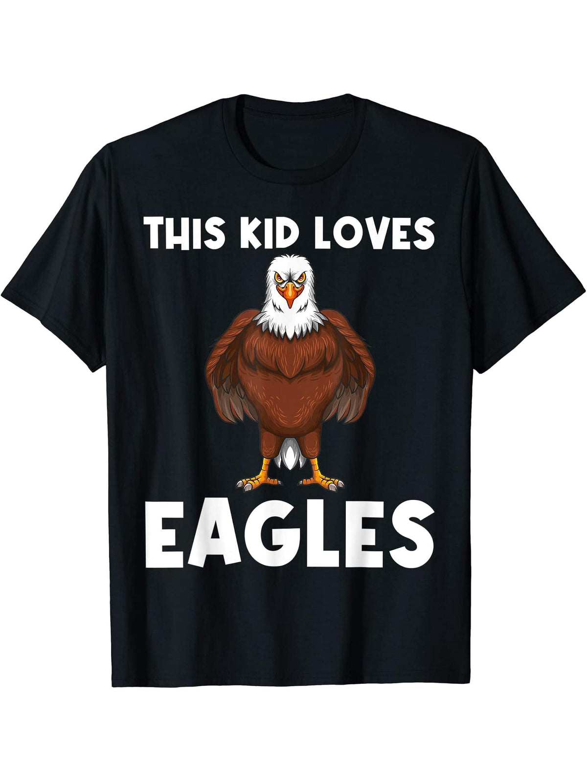 Cool Eagle Design For Boy Girl Boys Bald Eagle Animal Bird Lover T-Shirt 180G 100% Cotton Printed Round Neck Short-Sleeve T-Shirt, Gifts for Men Dad Husband Grandpa, S-XXXL, Black
