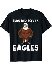 Cool Eagle Design For Boy Girl Boys Bald Eagle Animal Bird Lover T-Shirt 180G 100% Cotton Printed Round Neck Short-Sleeve T-Shirt, Gifts for Men Dad Husband Grandpa, S-XXXL, Black