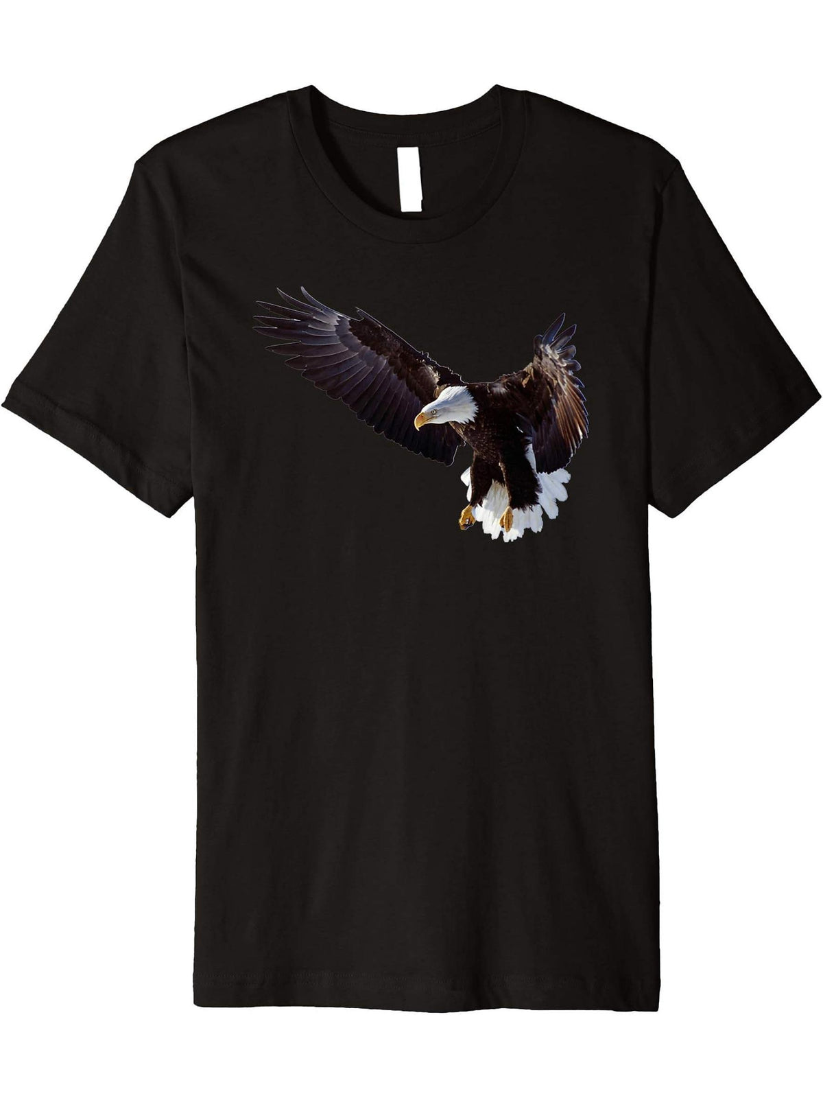 Lovely American Bald Eagle In Flight Photo Portrait Premium T-Shirt 180G 100% Cotton Printed Round Neck Short-Sleeve T-Shirt, Gifts for Men Dad Husband Grandpa, S-XXXL, Black