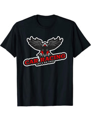 Car Racing Let's Do This Bald Eagle T-Shirt 180G 100% Cotton Printed Round Neck Short-Sleeve T-Shirt, Gifts for Men Dad Husband Grandpa, S-XXXL, Black