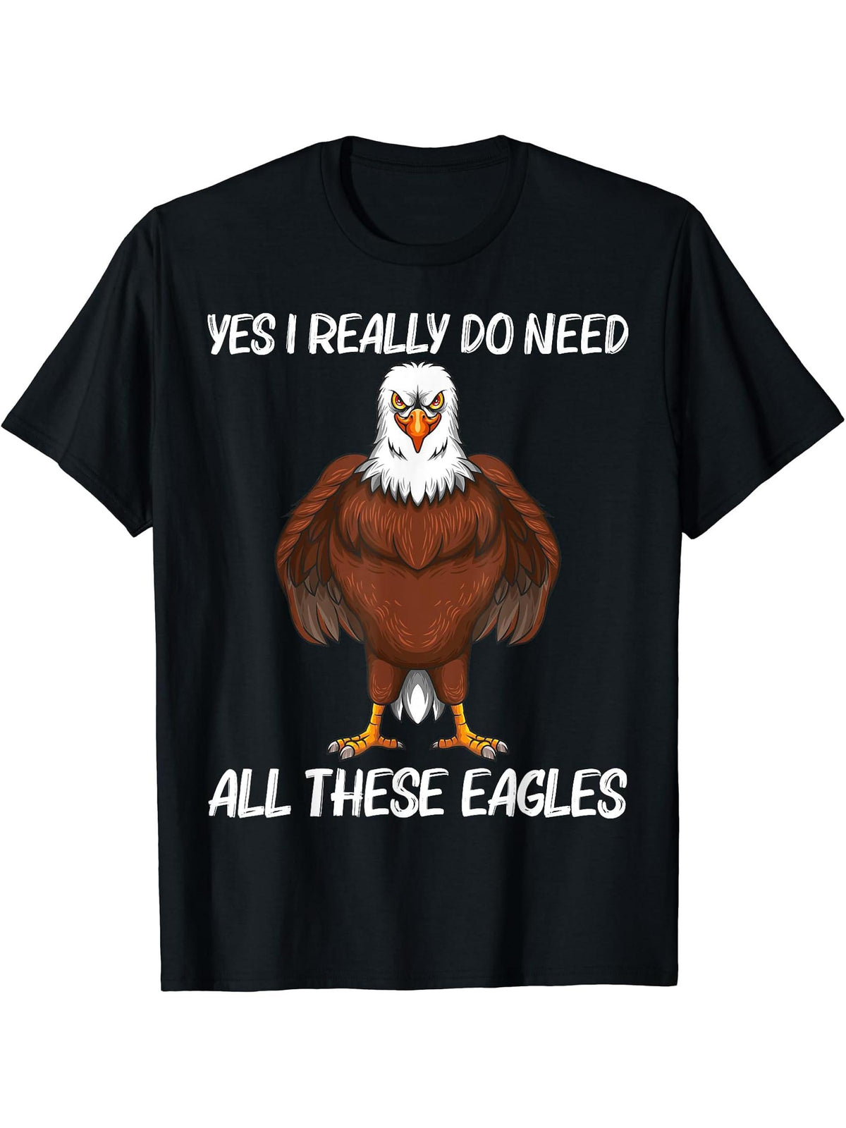 Cool Eagle Design For Men Women Bald Eagle Animal Bird Lover T-Shirt 180G 100% Cotton Printed Round Neck Short-Sleeve T-Shirt, Gifts for Men Dad Husband Grandpa, S-XXXL, Black