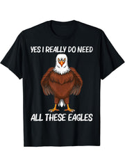 Cool Eagle Design For Men Women Bald Eagle Animal Bird Lover T-Shirt 180G 100% Cotton Printed Round Neck Short-Sleeve T-Shirt, Gifts for Men Dad Husband Grandpa, S-XXXL, Black