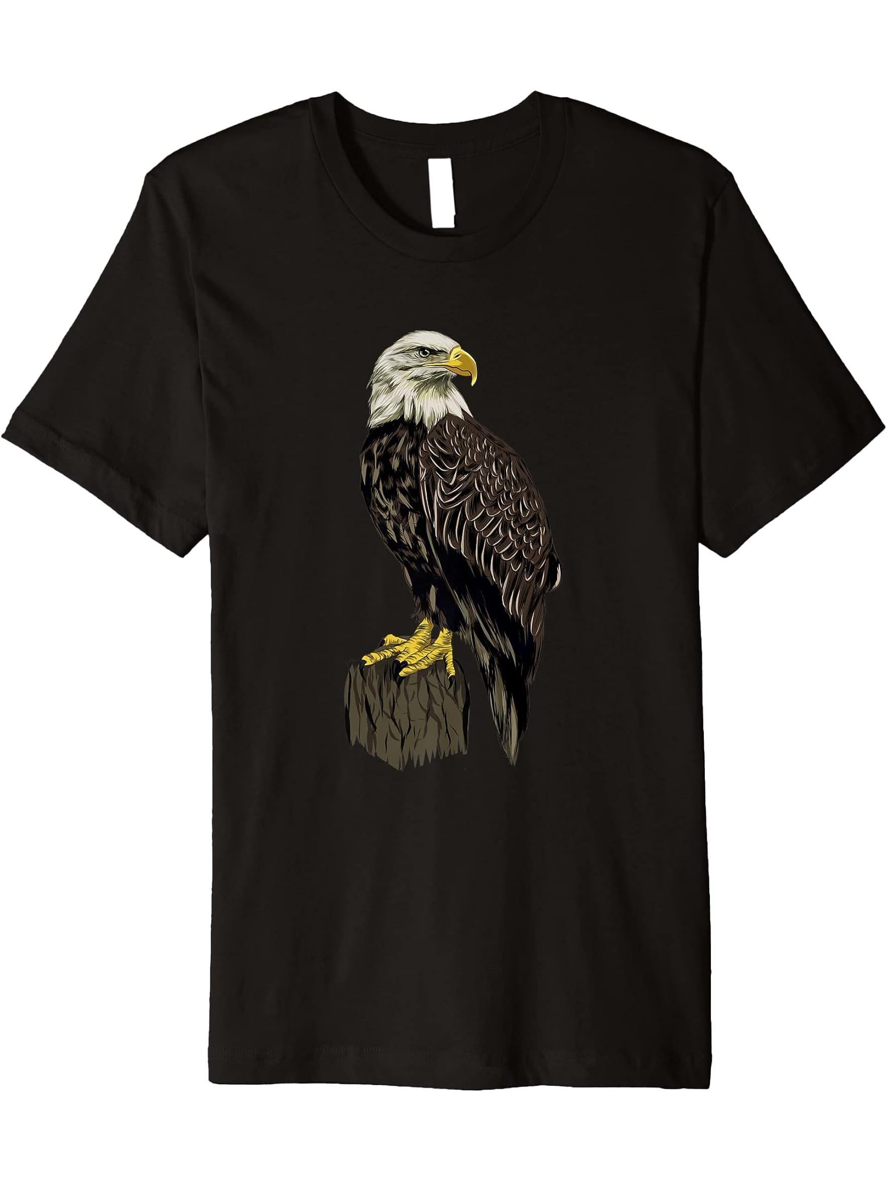 Eagle Bald Eagle Premium T-Shirt 180G 100% Cotton Printed Round Neck Short-Sleeve T-Shirt, Gifts for Men Dad Husband Grandpa, S-XXXL, Black