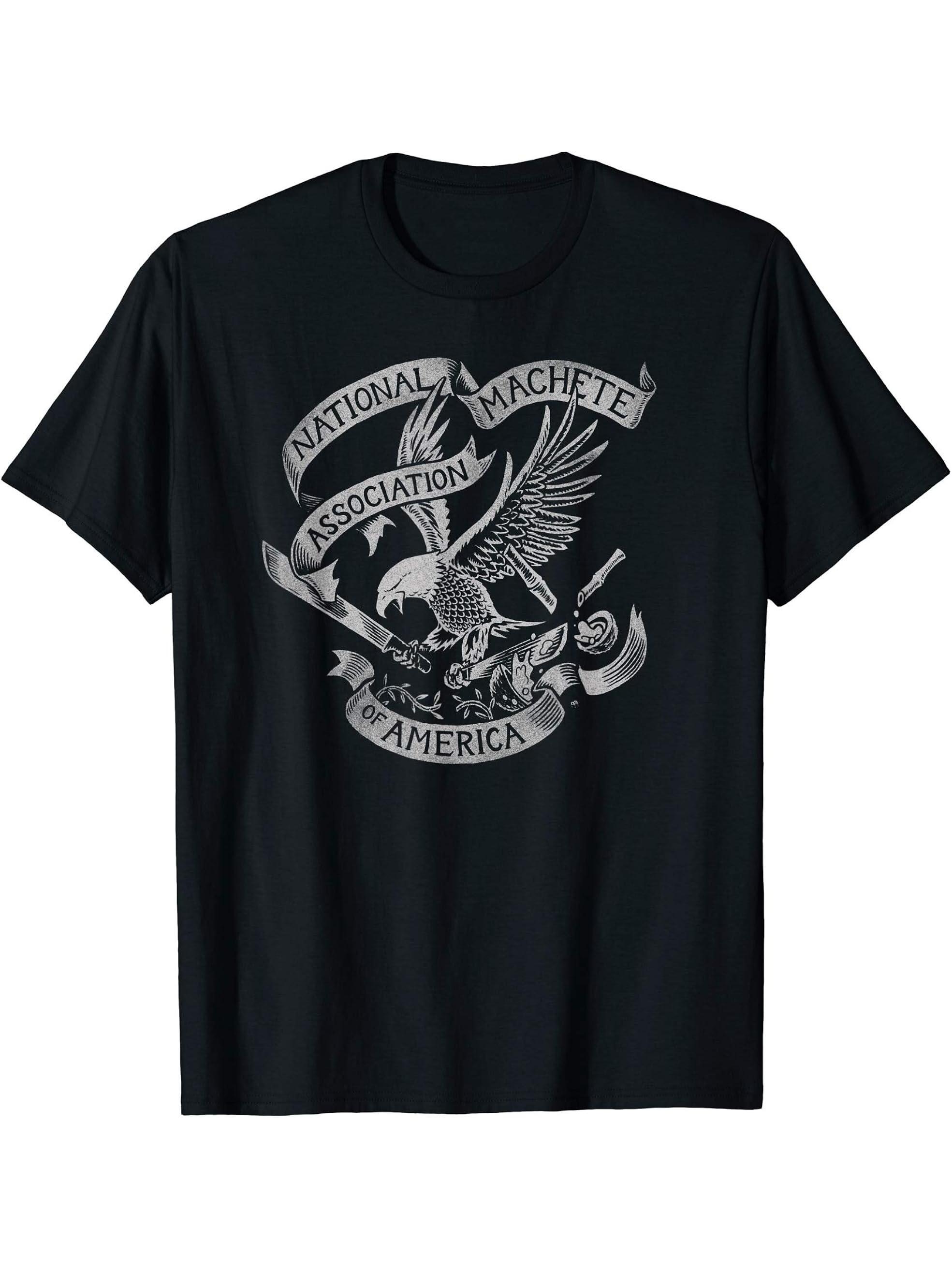 Funny 2nd Amendment Joke - US Bald Eagle with Knives T-Shirt 180G 100% Cotton Printed Round Neck Short-Sleeve T-Shirt, Gifts for Men Dad Husband Grandpa, S-XXXL, Black