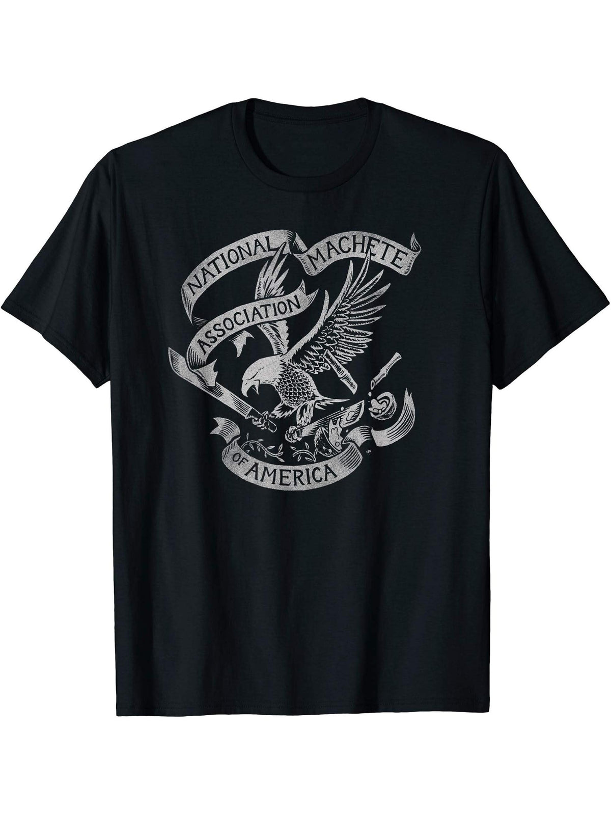Funny 2nd Amendment Joke - US Bald Eagle with Knives T-Shirt 180G 100% Cotton Printed Round Neck Short-Sleeve T-Shirt, Gifts for Men Dad Husband Grandpa, S-XXXL, Black