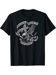 Funny 2nd Amendment Joke - US Bald Eagle with Knives T-Shirt 180G 100% Cotton Printed Round Neck Short-Sleeve T-Shirt, Gifts for Men Dad Husband Grandpa, S-XXXL, Black
