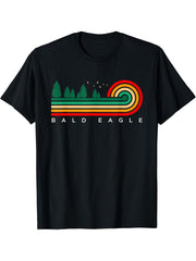 Evergreen Vintage Stripes Bald Eagle, Minnesota T-Shirt 180G 100% Cotton Printed Round Neck Short-Sleeve T-Shirt, Gifts for Men Dad Husband Grandpa, S-XXXL, Black