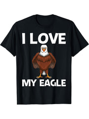 Cool Eagle Design For Men Women Bald Eagle Animal Bird Lover T-Shirt 180G 100% Cotton Printed Round Neck Short-Sleeve T-Shirt, Gifts for Men Dad Husband Grandpa, S-XXXL, Black