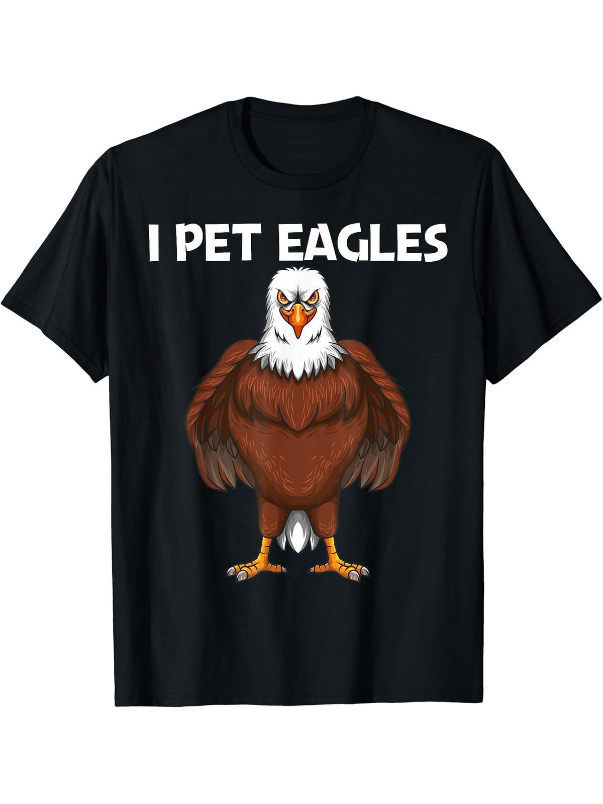 Cool Eagle Design For Men Women Bald Eagle Animal Bird Lover T-Shirt 180G 100% Cotton Printed Round Neck Short-Sleeve T-Shirt, Gifts for Men Dad Husband Grandpa, S-XXXL, Black
