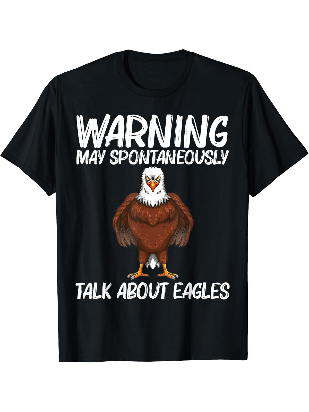 Cool Eagle Design For Men Women Bald Eagle Animal Bird Lover T-Shirt 180G 100% Cotton Printed Round Neck Short-Sleeve T-Shirt, Gifts for Men Dad Husband Grandpa, S-XXXL, Black