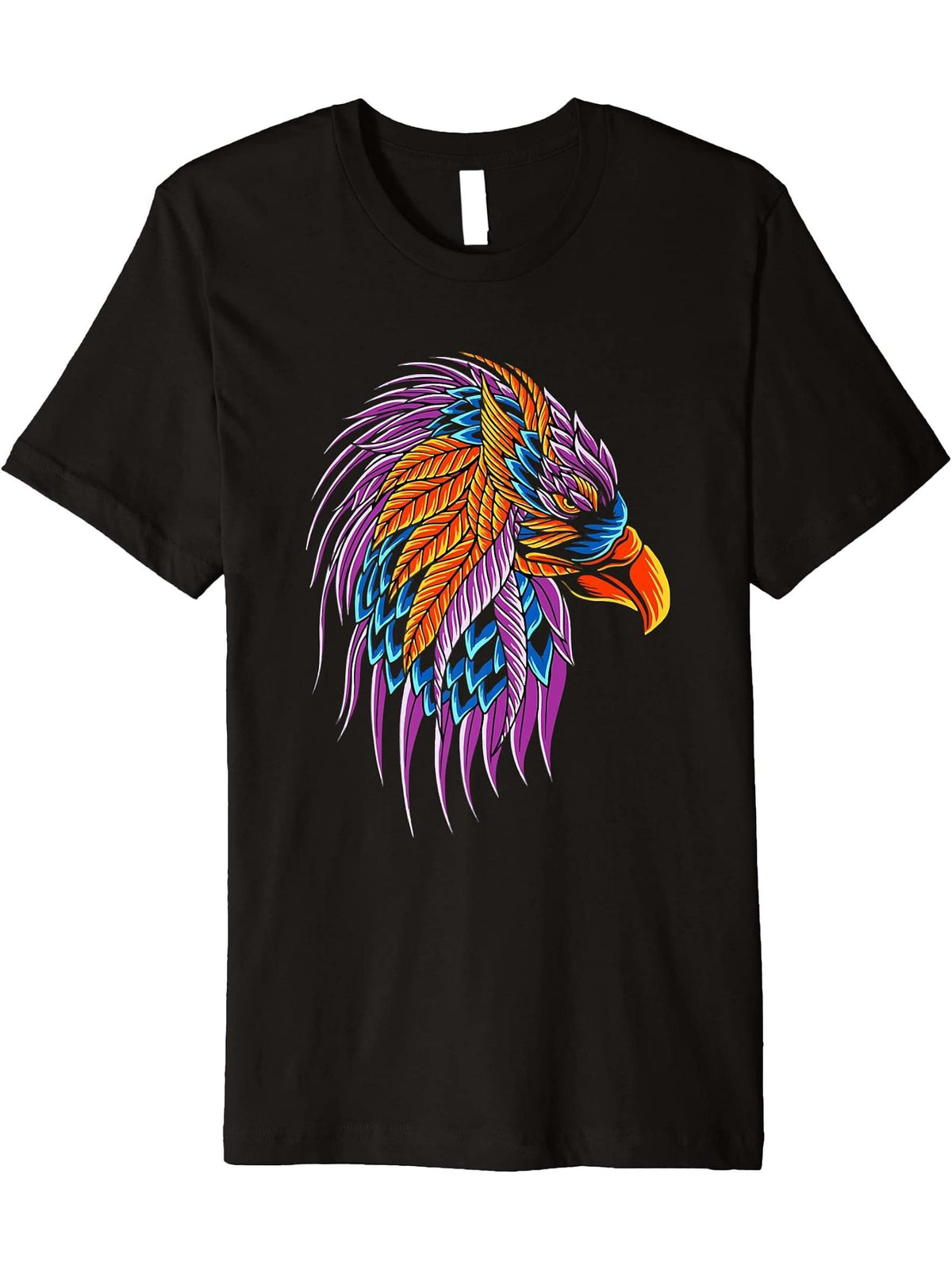 Bald Eagle onate Drawing of eagle Premium T-Shirt 180G 100% Cotton Printed Round Neck Short-Sleeve T-Shirt, Gifts for Men Dad Husband Grandpa, S-XXXL, Black
