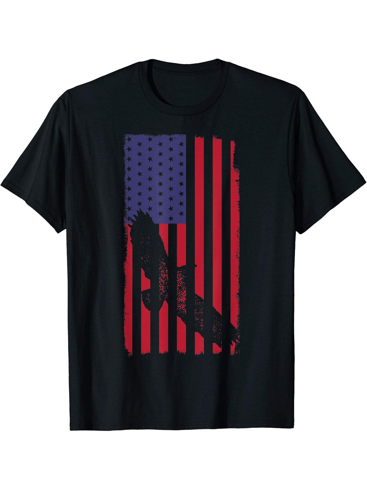 American Pride Patriotic USA Flag with Bald Eagle T-Shirt 180G 100% Cotton Printed Round Neck Short-Sleeve T-Shirt, Gifts for Men Dad Husband Grandpa, S-XXXL, Black