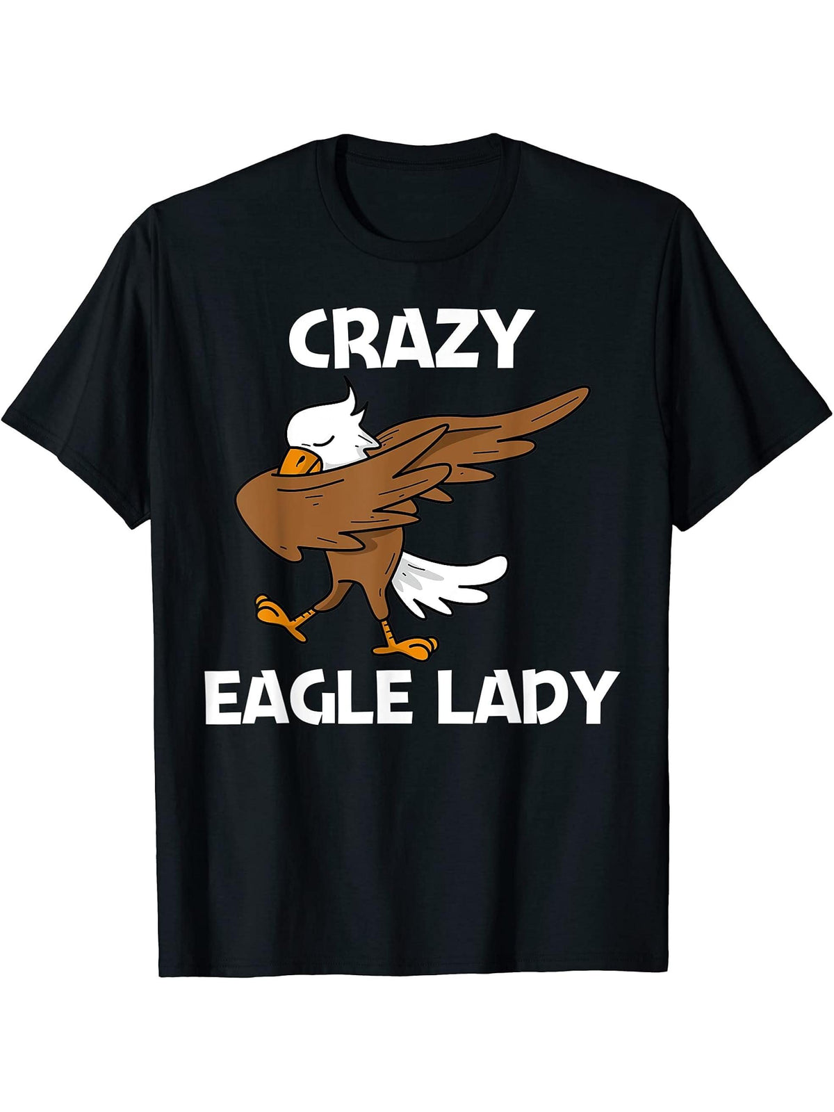 Cool Eagle For Women Mom Dabbing Bald Flying Animal T-Shirt 180G 100% Cotton Printed Round Neck Short-Sleeve T-Shirt, Gifts for Men Dad Husband Grandpa, S-XXXL, Black