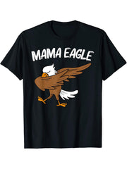 Cool Eagle For Women Mom Dabbing Bald Flying Animal T-Shirt 180G 100% Cotton Printed Round Neck Short-Sleeve T-Shirt, Gifts for Men Dad Husband Grandpa, S-XXXL, Black