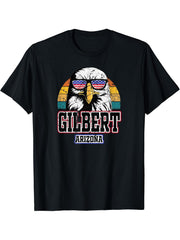 Gilbert Arizona Bald Eagle USA America 4th of July Grunge T-Shirt 180G 100% Cotton Printed Round Neck Short-Sleeve T-Shirt, Gifts for Men Dad Husband Grandpa, S-XXXL, Black