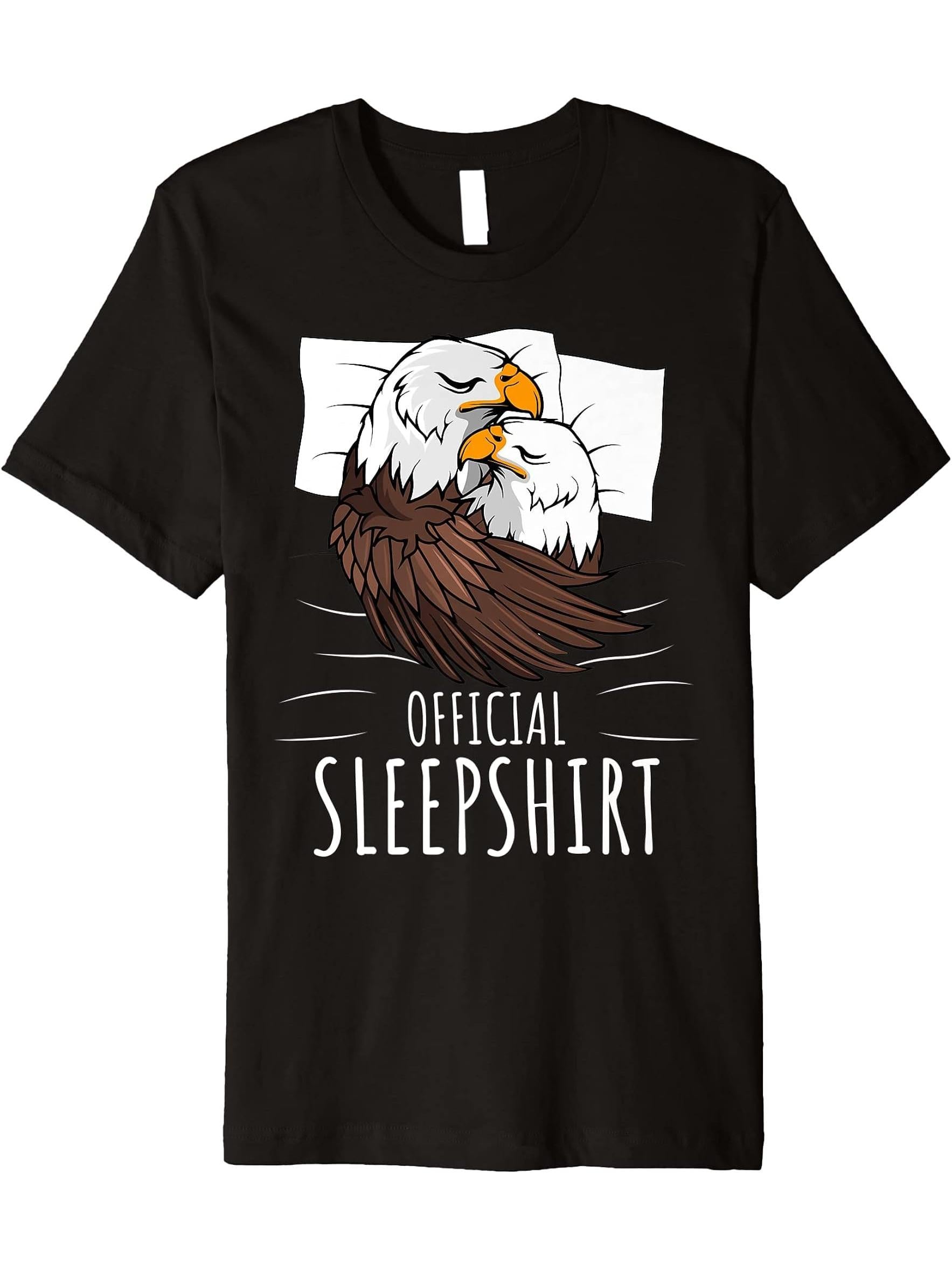 Bald Eagle Patriotic Official Sleepshirt Premium T-Shirt 180G 100% Cotton Printed Round Neck Short-Sleeve T-Shirt, Gifts for Men Dad Husband Grandpa, S-XXXL, Black