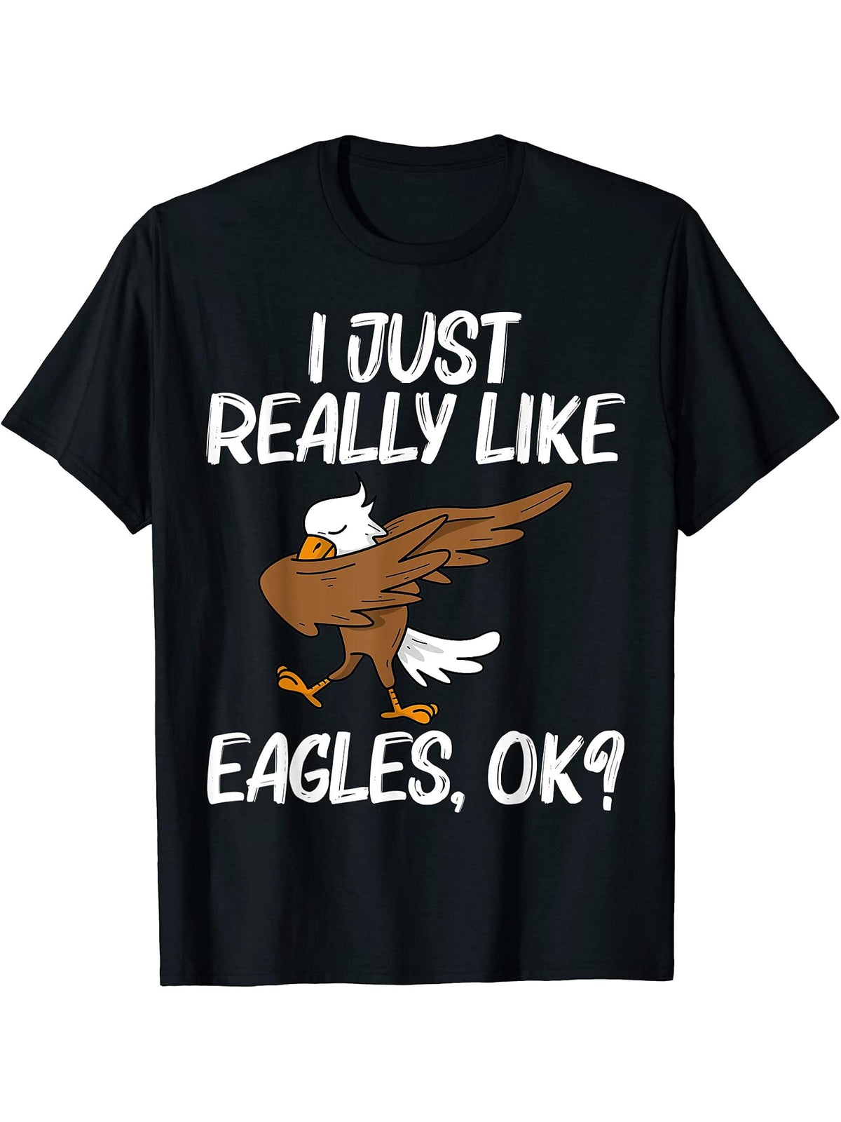 Cool Eagle For Men Women Dabbing Bald Flying Animal T-Shirt 180G 100% Cotton Printed Round Neck Short-Sleeve T-Shirt, Gifts for Men Dad Husband Grandpa, S-XXXL, Black