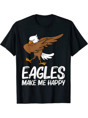 Cool Eagle For Men Women Dabbing Bald Flying Animal T-Shirt 180G 100% Cotton Printed Round Neck Short-Sleeve T-Shirt, Gifts for Men Dad Husband Grandpa, S-XXXL, Black