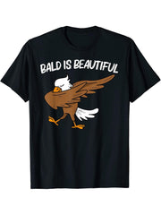 Cool Eagle For Men Women Dabbing Bald Flying Animal T-Shirt 180G 100% Cotton Printed Round Neck Short-Sleeve T-Shirt, Gifts for Men Dad Husband Grandpa, S-XXXL, Black