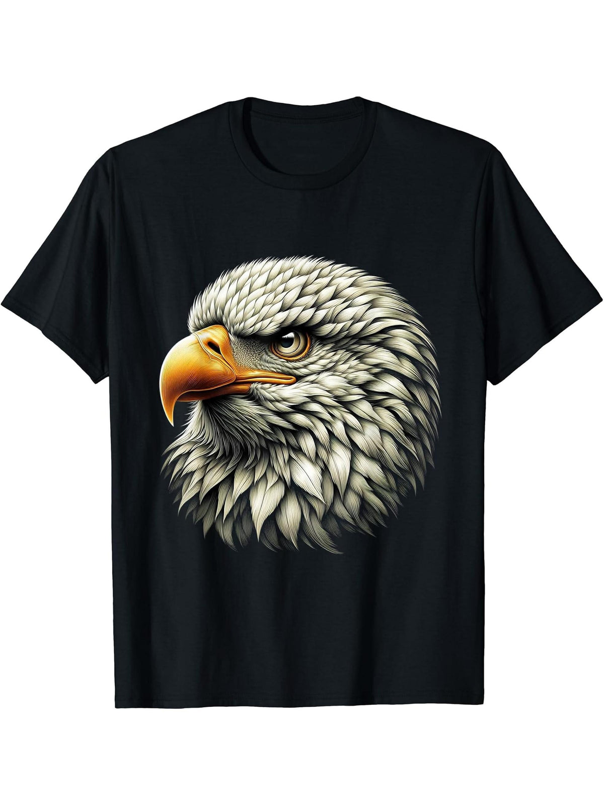 Bald Eagle American National Symbol T-Shirt 180G 100% Cotton Printed Round Neck Short-Sleeve T-Shirt, Gifts for Men Dad Husband Grandpa, S-XXXL, Black