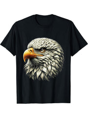 Bald Eagle American National Symbol T-Shirt 180G 100% Cotton Printed Round Neck Short-Sleeve T-Shirt, Gifts for Men Dad Husband Grandpa, S-XXXL, Black